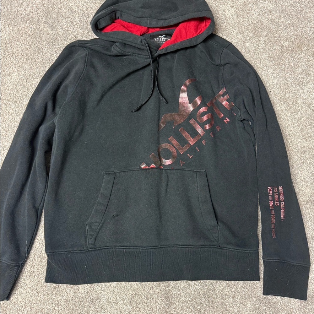 Hollister Black and Red Hoodie Sweatshirt